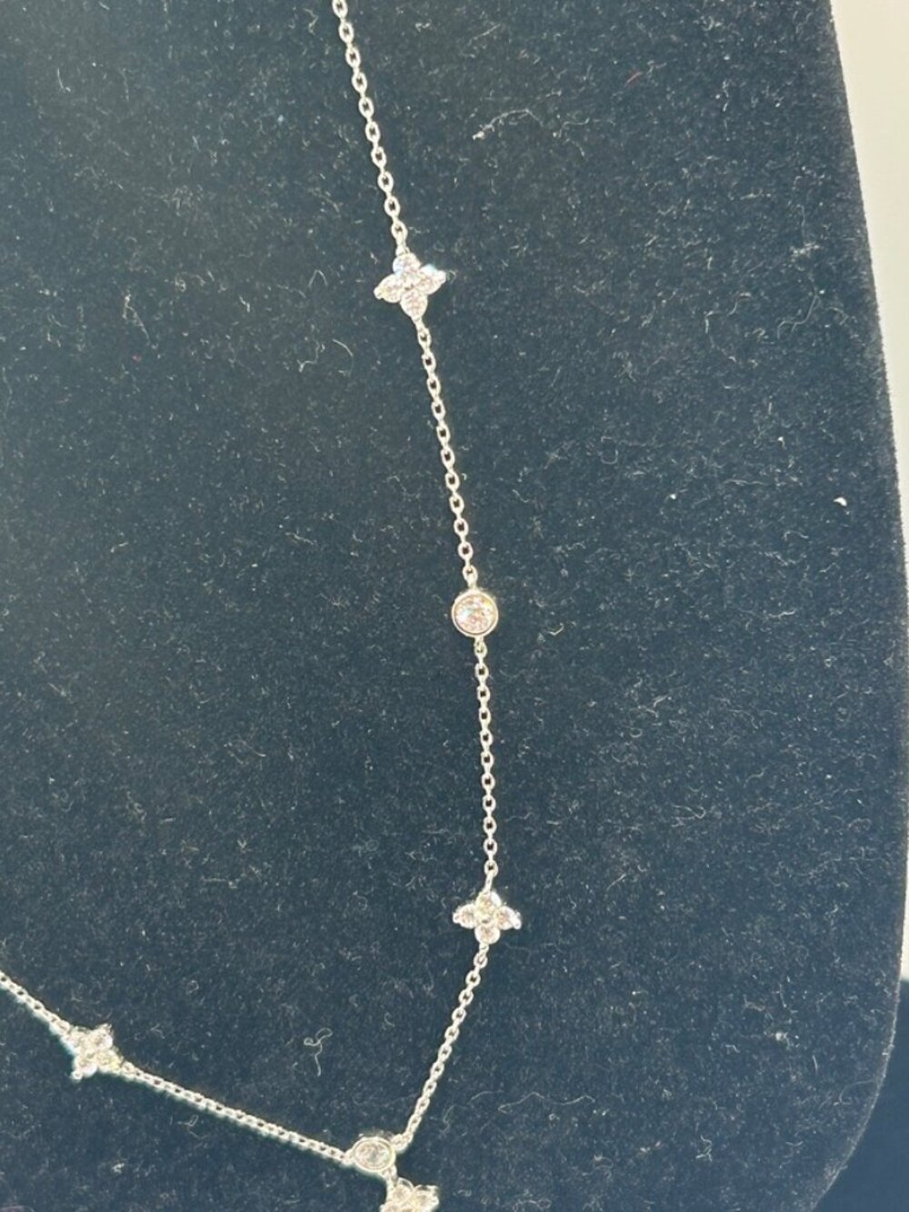 Womens Moissanite Station Necklace 925 Sterling Silver 18 Inch GRA VVS1 Dainty - Picture 5 of 7